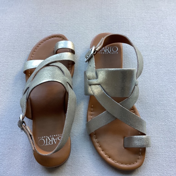 Franco Sarto SZ 5.5 Gia Women’s Strappy Metallic Champagne Gold Sandals Worn 1X - Picture 1 of 4